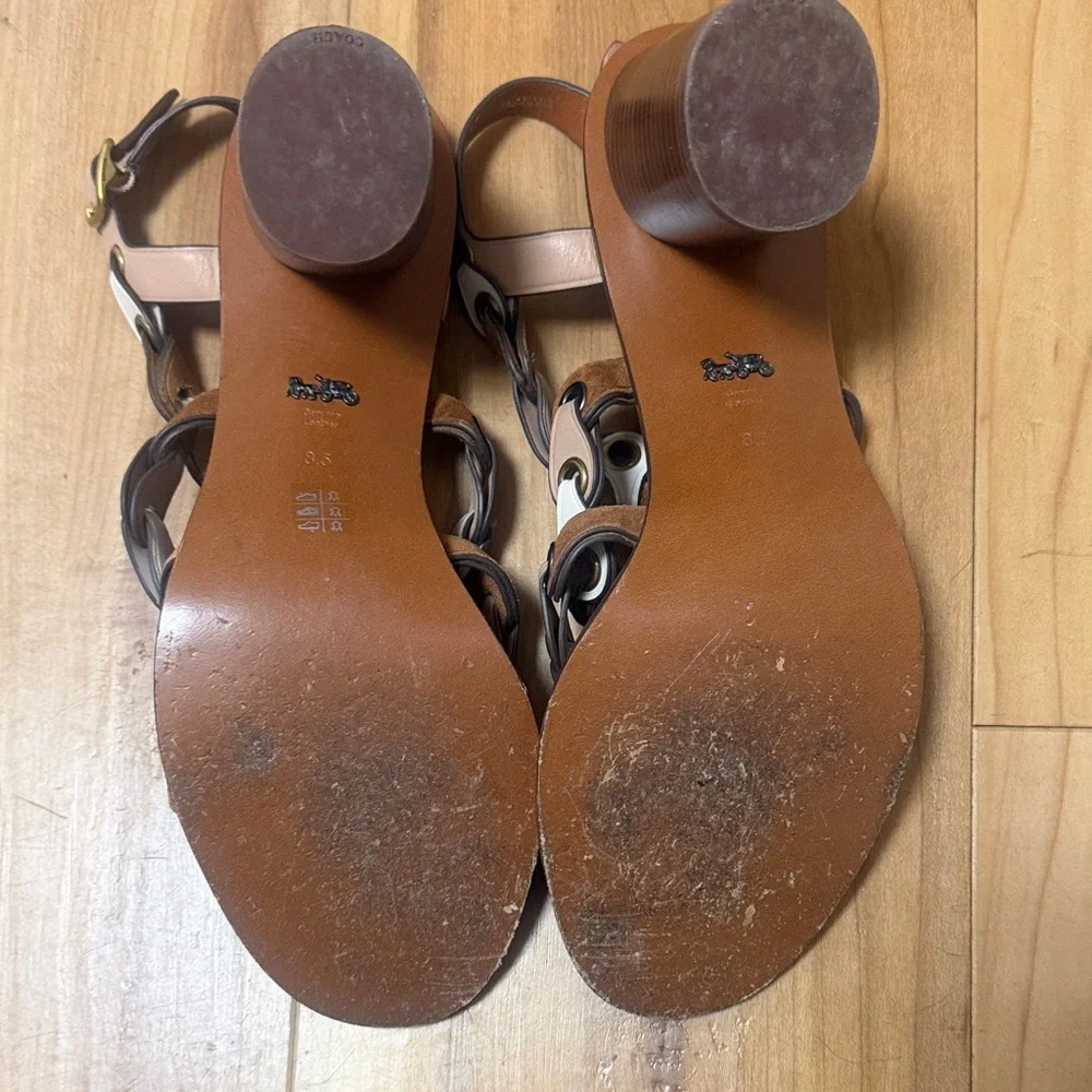 Coach 1941 Coachlink Sandals in the Saddle/Beechwood/Chalk colorway size 8.5 - Picture 4 of 11